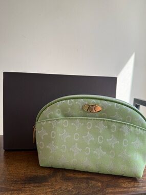 Celine Light Green Triomphe Canvas Pouch